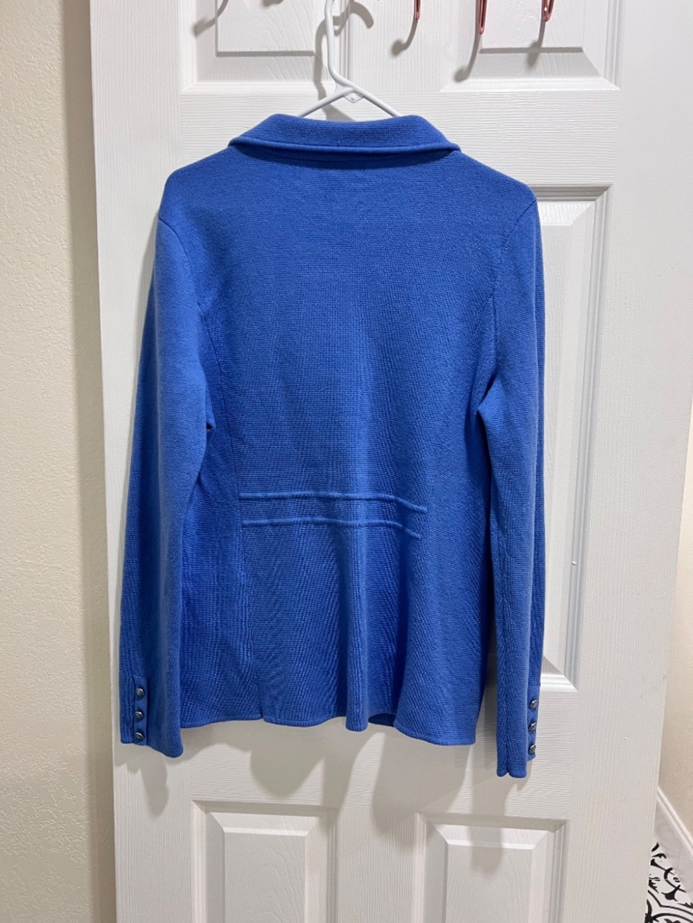 Pure Merino Wool Talbots Sweater Blazer Jacket Blue Size Large Button Front - Picture 16 of 16